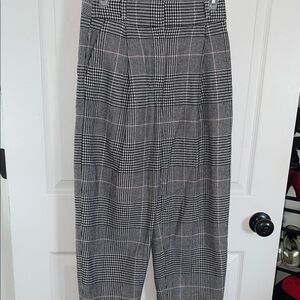 J. Crew Gray and Black Glen Plaid Cropped Trousers